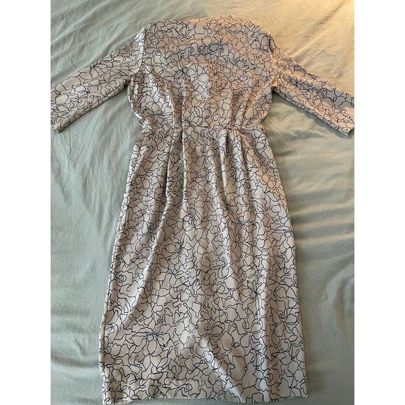 Vintage Lisa II Litd. 80s dress blue abstract floral on beige - Picture 4 of 9